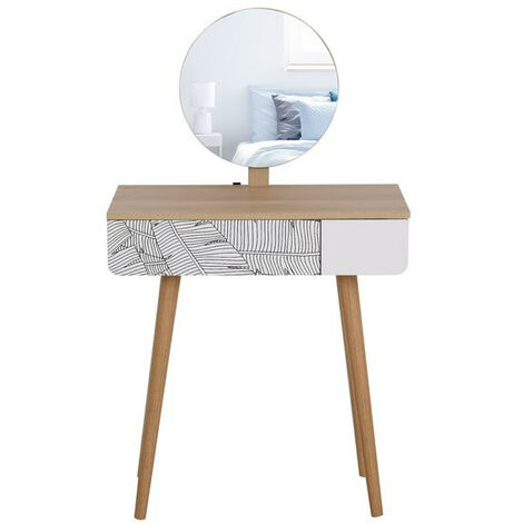 Coiffeuse design ORNELLA blanc et bois