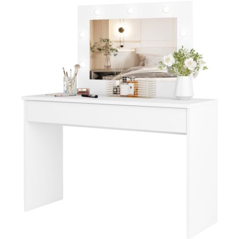 Coiffeuse DIVA blanche – Avec miroir, tiroir et éclairage LED – Élégance et fonctionnalité