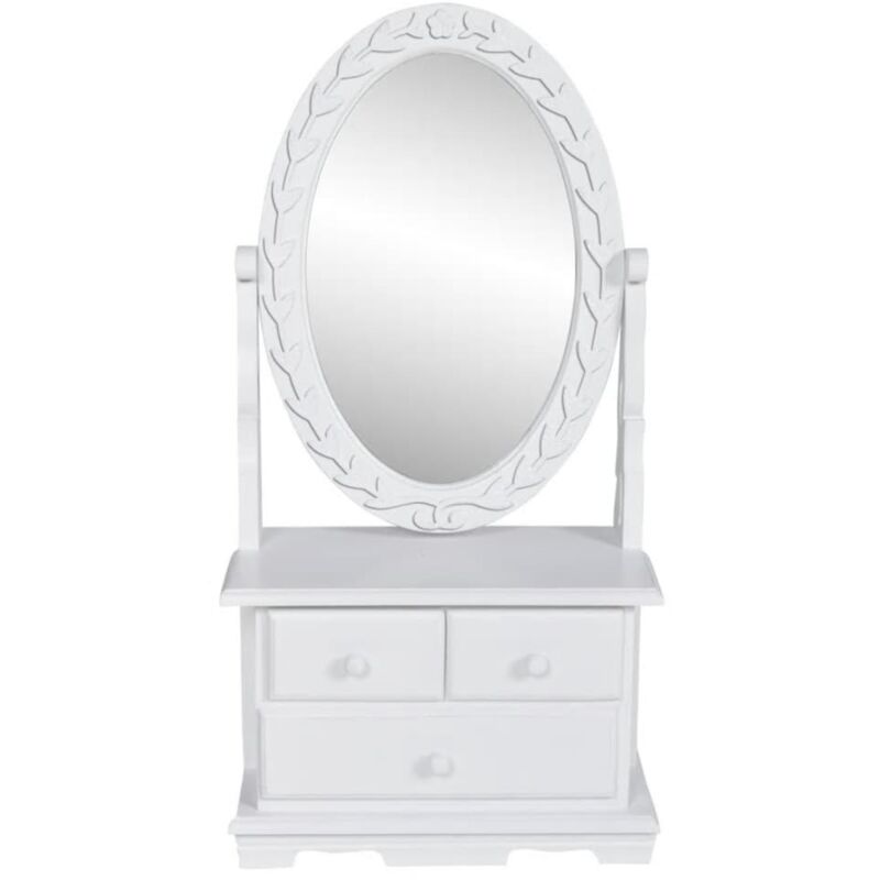 Coiffeuse avec miroir pivotant ovale mdf Vidaxl