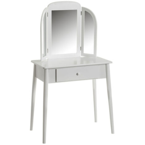 Coiffeuse en Bois Blanc avec Miroir