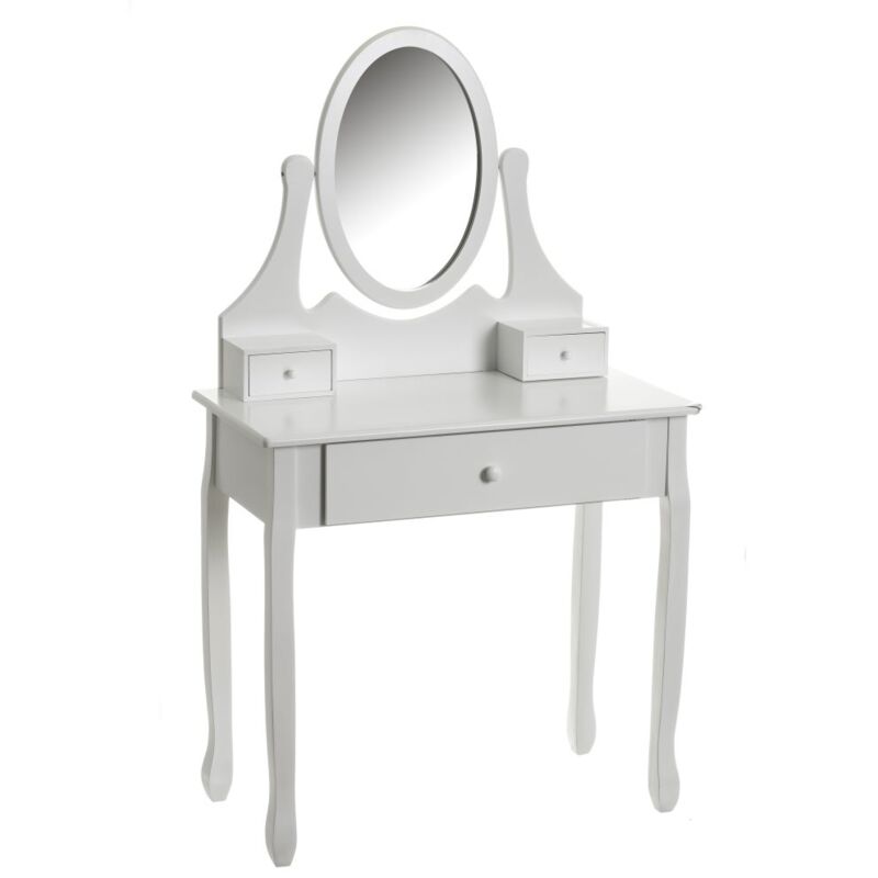 Coiffeuse vintage miroir blanc en bois de paulownia 137x40x79 cm