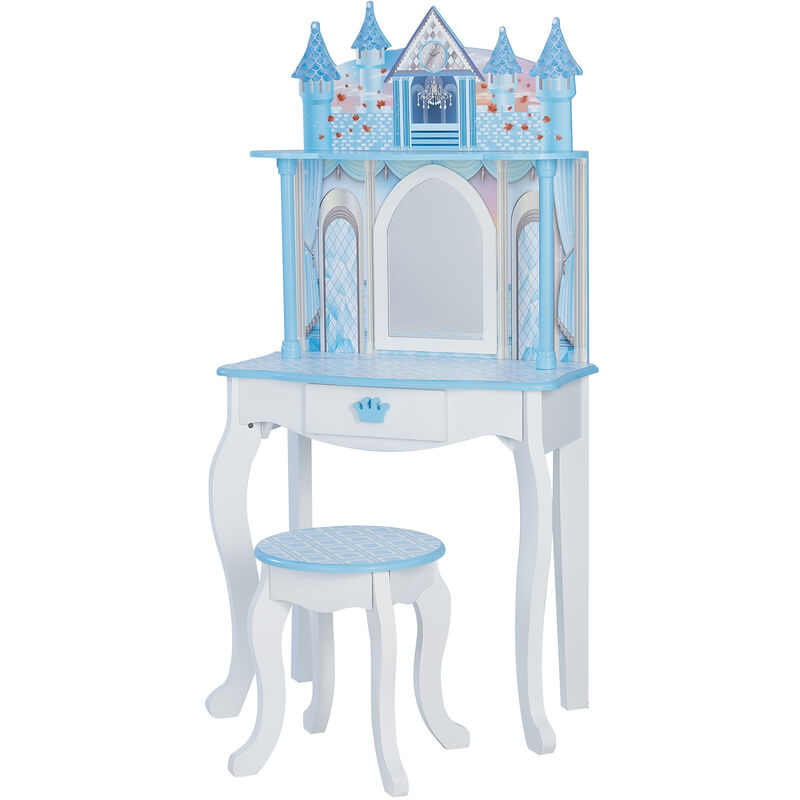Coiffeuse enfant avec tabouret Château de rêve fille princesse bleu Fantasy Fields Teamson TD-12951F - Bleu