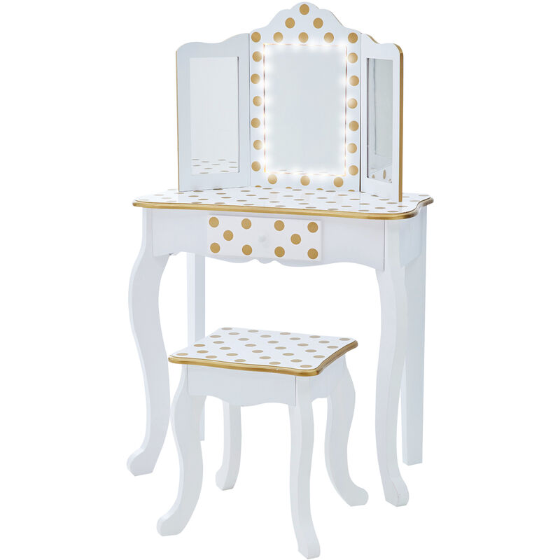 Teamson Kids - Coiffeuse enfant en bois table maquillage miroir éclairage tabouret Fantasy Fields Teamson TD-11670ML