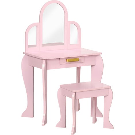 Teamson Kids Coiffeuse enfant tabouret bois, girafe