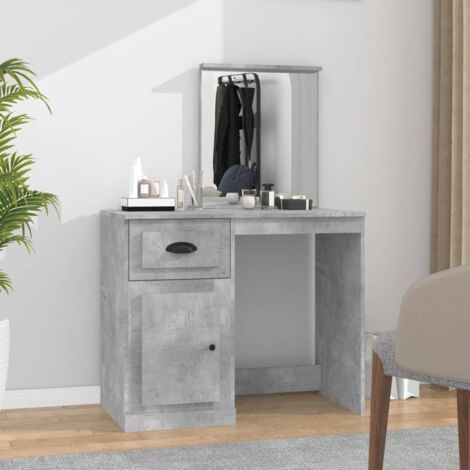 Coiffeuse et miroir gris béton 90x50x132,5 cm bois d'ingénierie vidaXL
