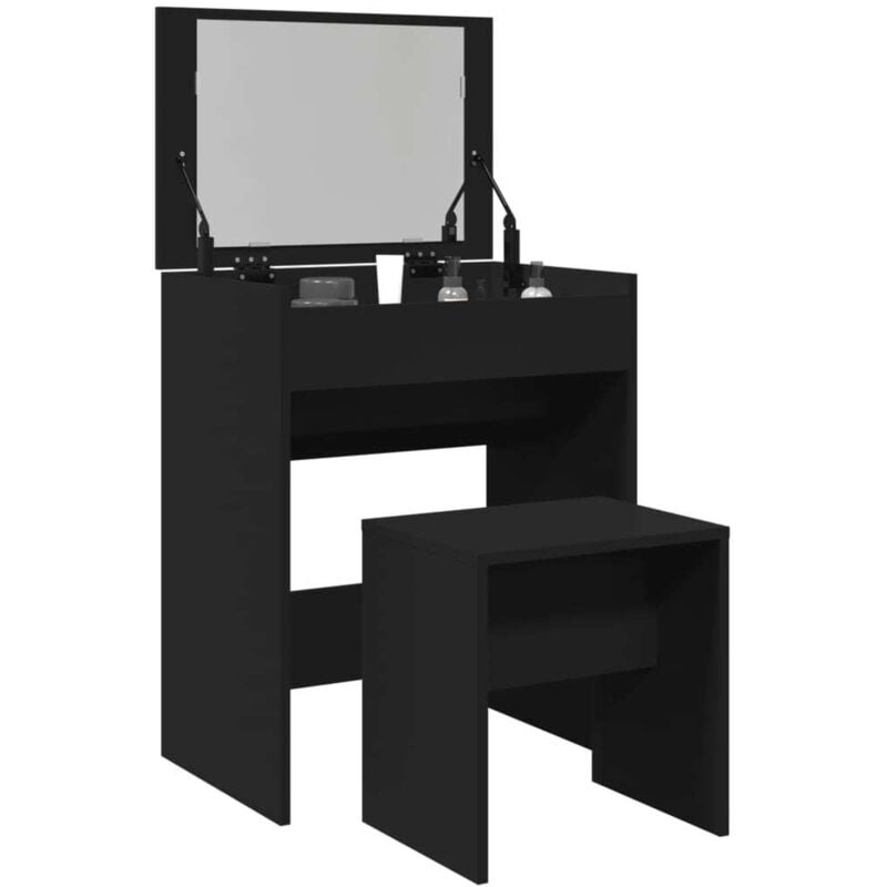 Vidaxl - Coiffeuse et tabouret noir 60x40x113,5 cm