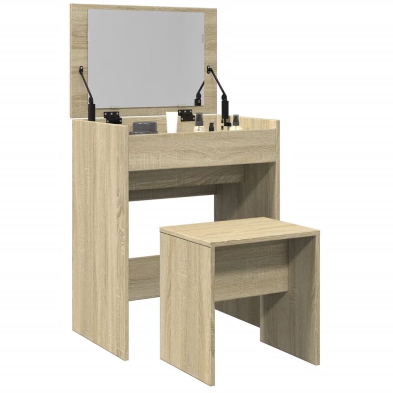 Coiffeuse et tabouret chêne sonoma 60x40x113,5 cm Vidaxl