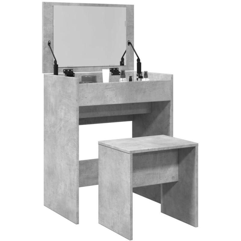 Coiffeuse et tabouret gris béton 60x40x113,5 cm Vidaxl