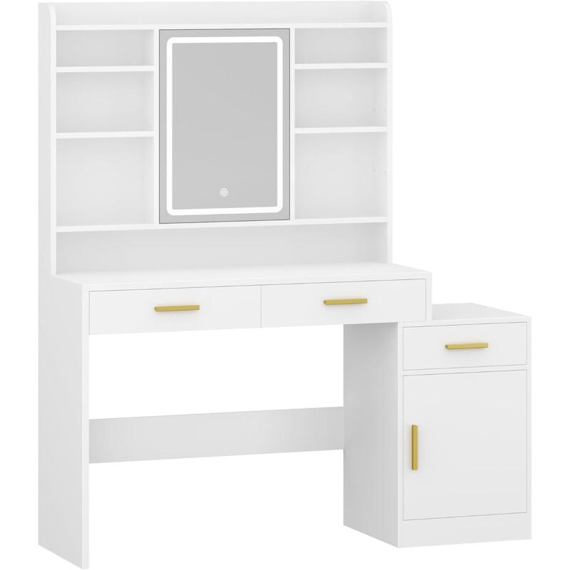 Coiffeuse, Grande Table avec Miroir et Lumière LED Réglable