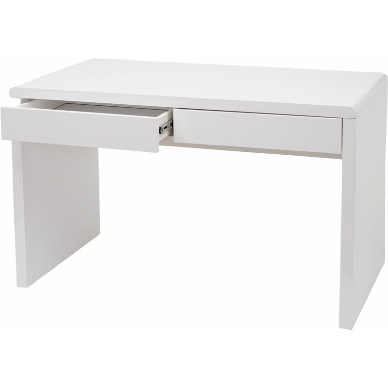 HHG - jamais utilisé] Coiffeuse 658, coiffeuse table cosmétique, blanc brillant, 100x60cm