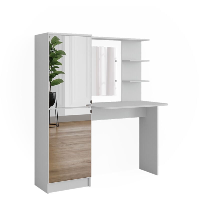 Coiffeuse Jasmin, Blanc, 123 cm avec miroir Vicco