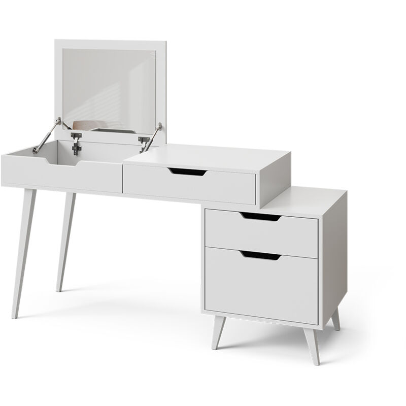 Vicco - Coiffeuse Judy, Blanc, 145x125.5cm avec miroir