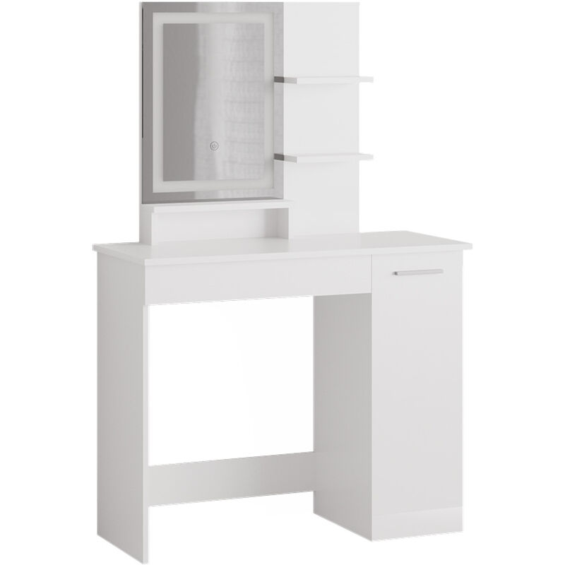 Vicco - Coiffeuse Julia, Blanc, 90 cm avec miroir led