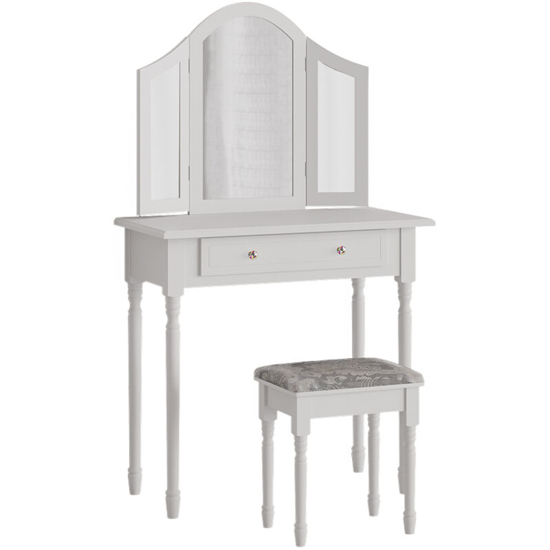 Coiffeuse Kate, Blanc, 80 cm avec tabouret Vicco