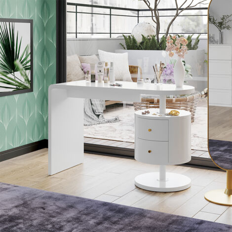Coiffeuse Lara, Blanc, 120 cm avec 2 tiroirs, Vicco