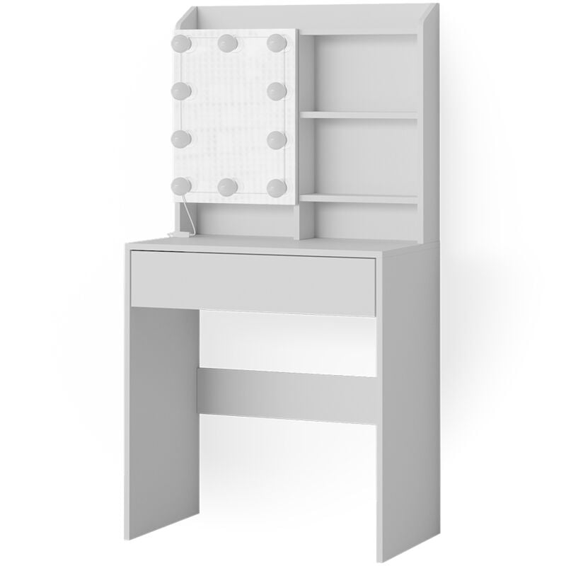 Vicco - Coiffeuse Laura, Blanc, 70 cm avec éclairage led