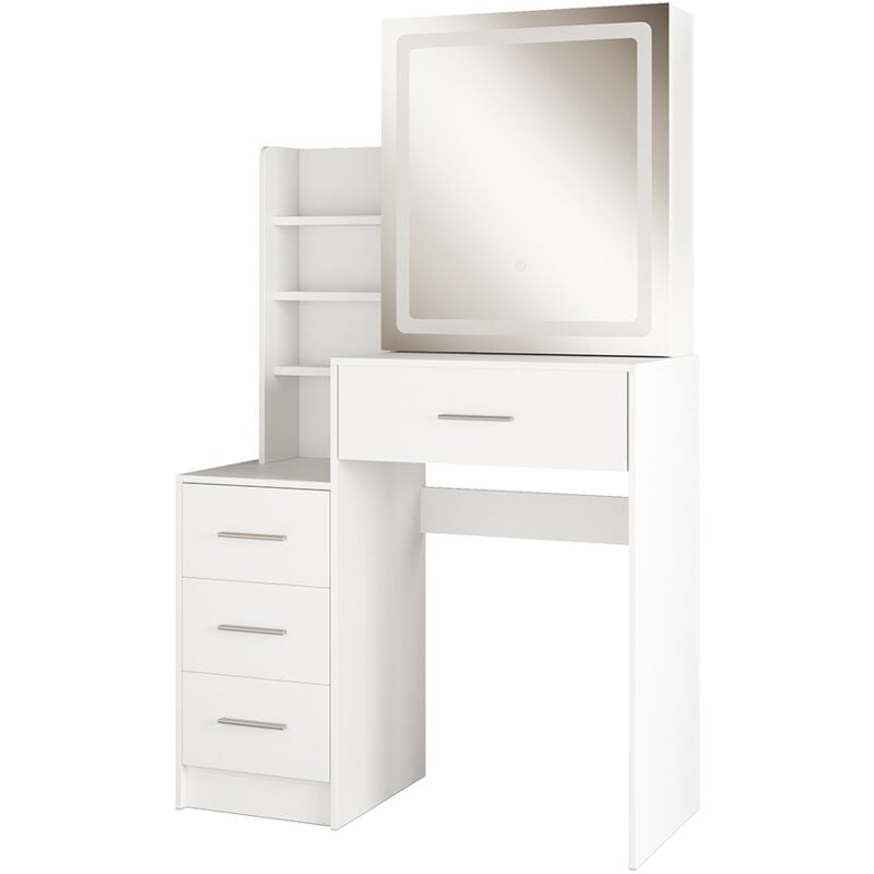 Vicco - Coiffeuse Lisca, Blanc, 80 cm avec miroir led