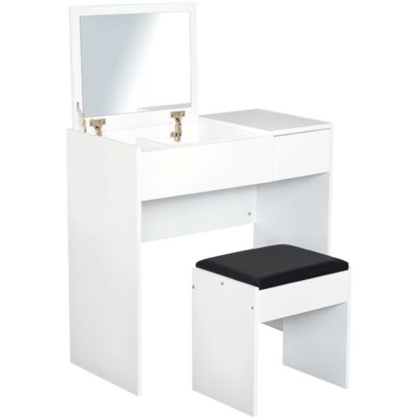 Coiffeuse maquillage avec tabouret, miroir, boîtes, 80x40x79 cm + 40x30x40 cm