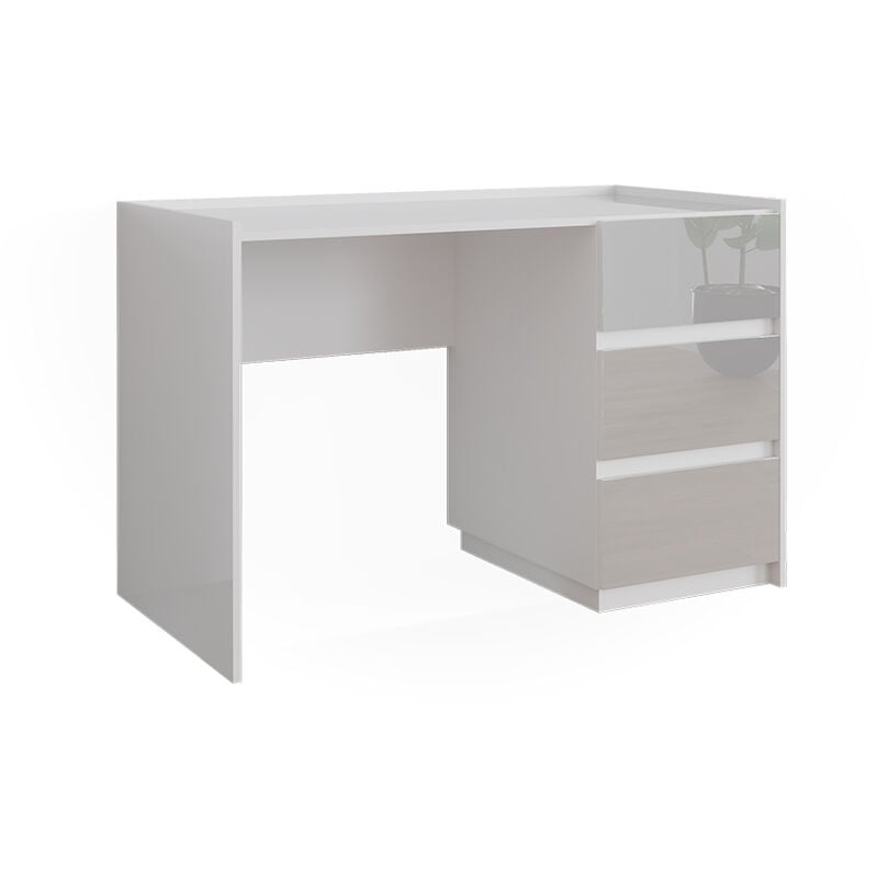 Coiffeuse Marla, Blanc Haute brillance, 120cm avec 3 tiroirs, Vicco