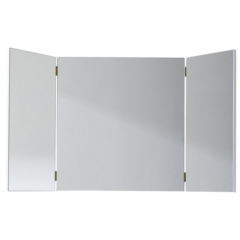 Coiffeuse, meuble de bureau avec miroir coloris blanc mat, blanc brillant - Longueur 120 x hauteur 141 x profondeur 41 cm