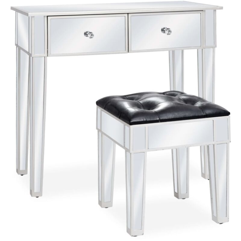Coiffeuse miroir avec tabouret mdf et verre Vidaxl