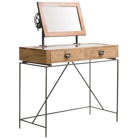 Coiffeuse miroir en bois d'acacia Anita - Marron