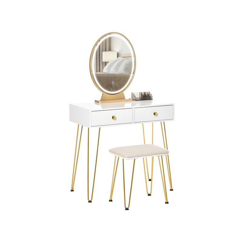 MH - Coiffeuse miroir Led kylie blanche