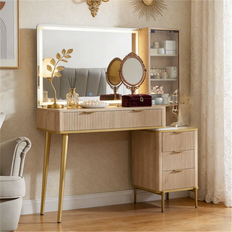 Coiffeuse miroir led Moderne avec Prise & Socket