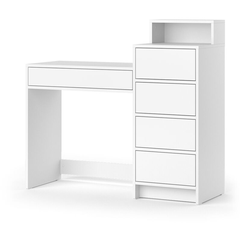 Vicco - Coiffeuse Naara, Blanc, 110.5 cm avec 5 tiroirs