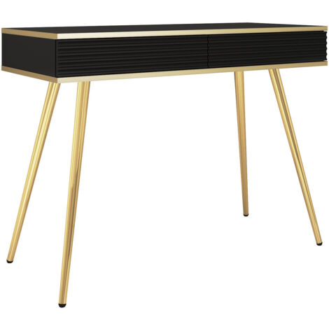 Coiffeuse noire glamour avec pieds dorés, 102 × 80 × 50