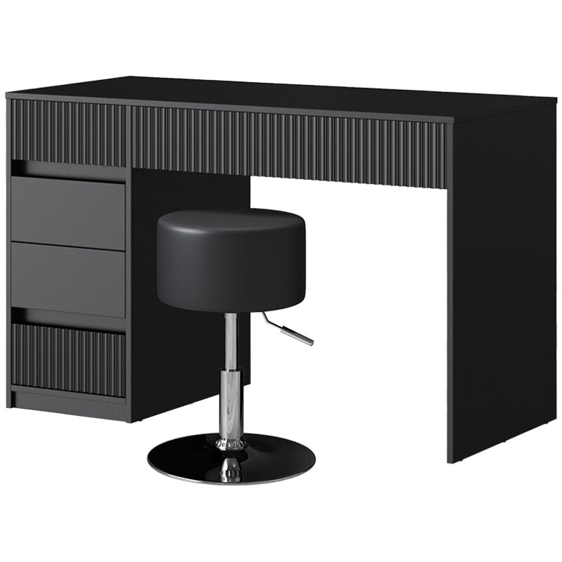 Coiffeuse Omira, Noir, 120 cm avec tabouret Vicco