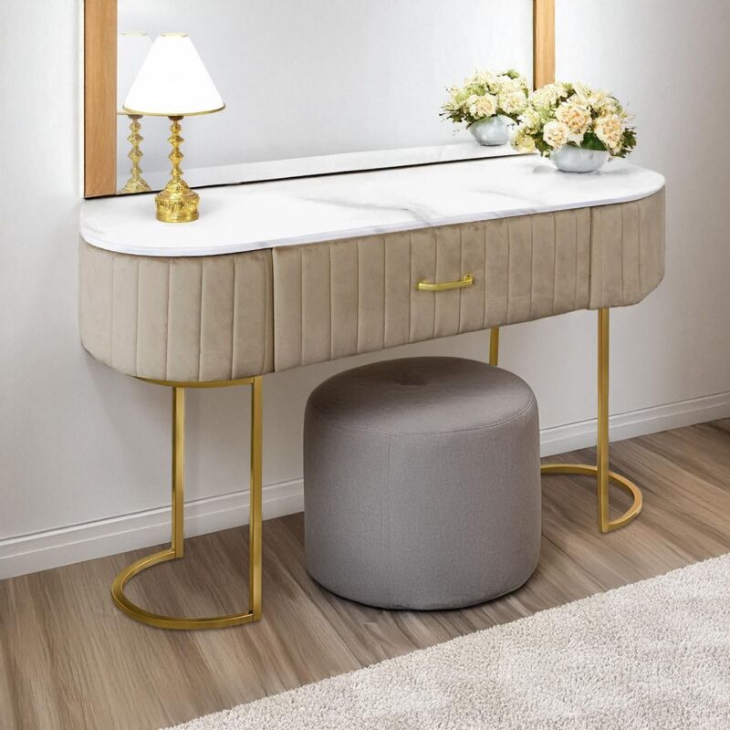 Coiffeuse Paloma 1 tiroir Velours Taupe