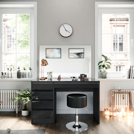 Coiffeuse Sherry, Anthracite, 120 cm avec tabouret, Vicco