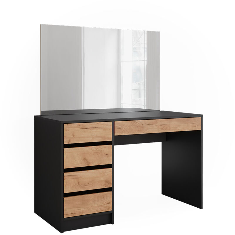 Vicco - Coiffeuse Sherry, Anthracite/chêne doré, 120x75cm avec miroir