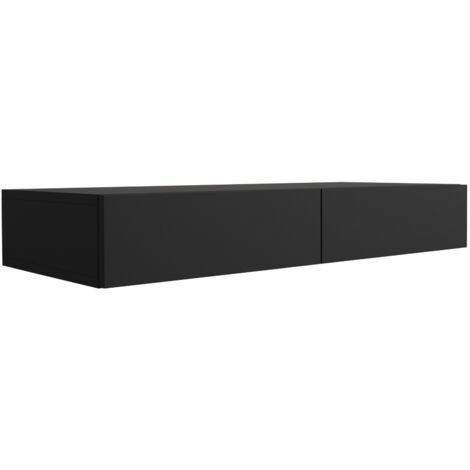Coiffeuse suspendue avec deu× tiroirs, façade lisse - Couleur : noir, 100 × 40 × 16 cm