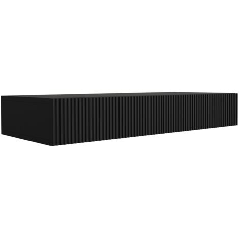 Coiffeuse suspendue avec deu× tiroirs, façade rainurée - Couleur : noir, 100 × 40 × 16 cm