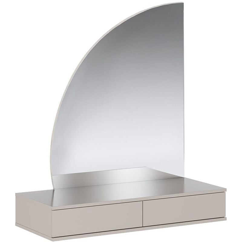 Vente-unique - Coiffeuse suspendue avec miroir à LEDs - 2 tiroirs - Beige mat - jineza