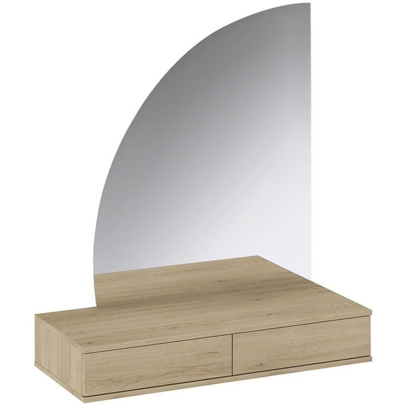 Coiffeuse suspendue avec miroir à LEDs - 2 tiroirs – Coloris : Naturel clair - JINEZA