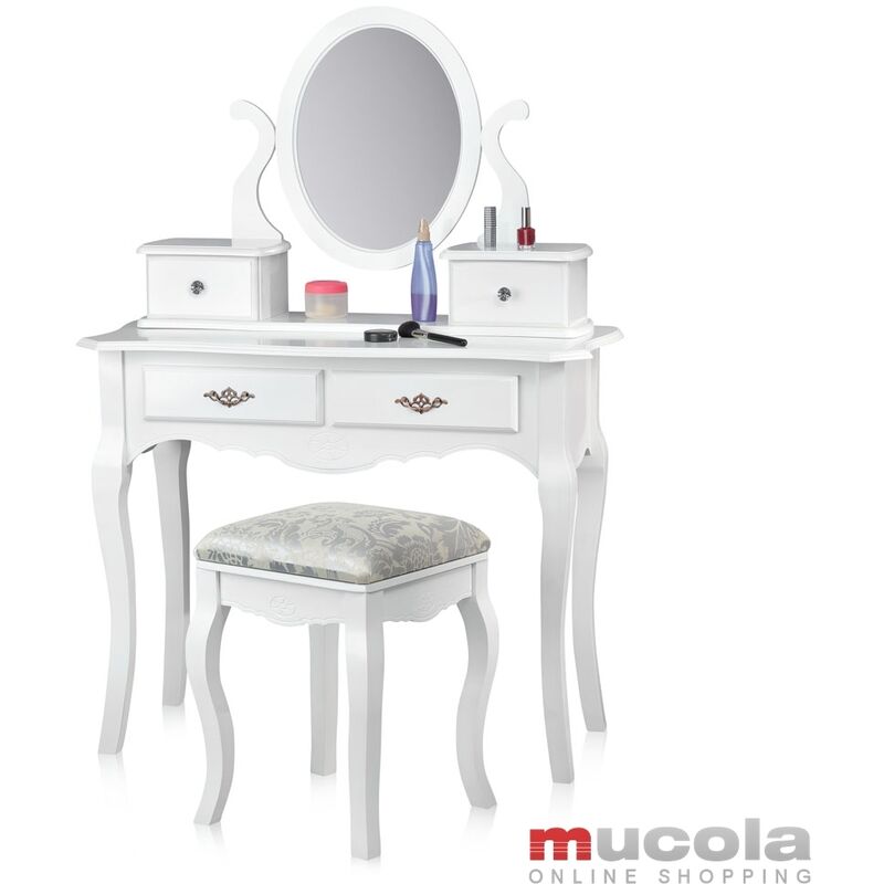 Coiffeuse, table de maquillage avec miroir <strong>tabouret</strong> coussin, ottomane