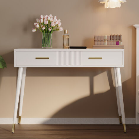 Coiffeuse table de maquillage Blanc MDF 100x40x76 cm