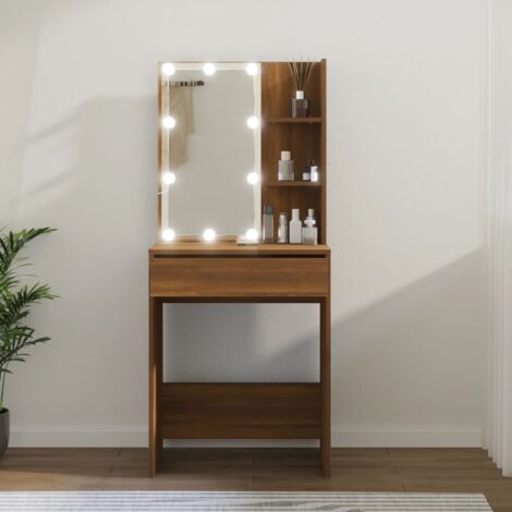 Coiffeuse  Table de maquillage Coiffeuse Maquillage avec LED Chêne marron 60x40x140 cm CVW59032