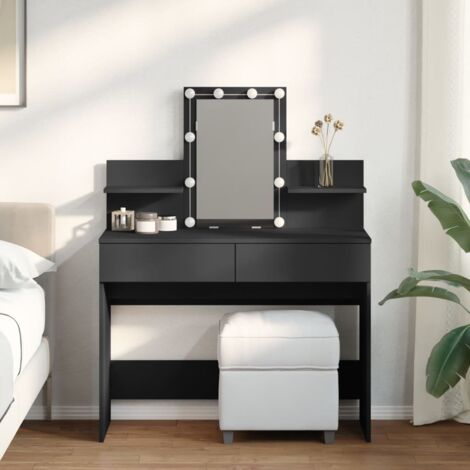 Coiffeuse  Table de maquillage Coiffeuse Maquillage avec LED noir 100x40x130 cm CFW64773