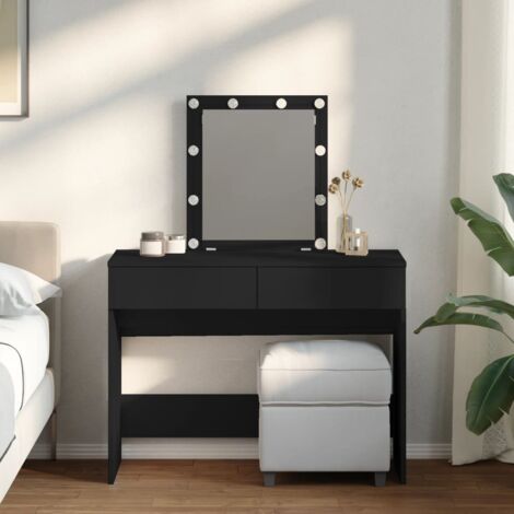 Coiffeuse  Table de maquillage Coiffeuse Maquillage avec LED noir 100x40x130 cm CFW85317
