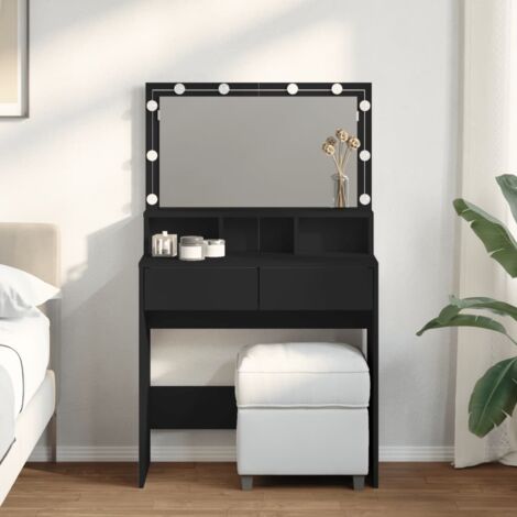 Coiffeuse  Table de maquillage Coiffeuse Maquillage avec LED noir 80x41x134,5 cm CFW98860