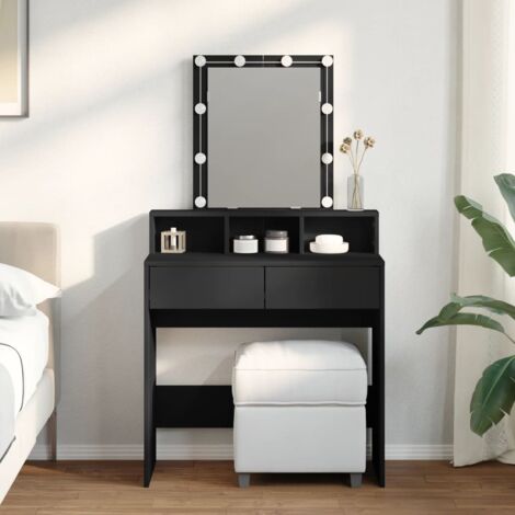 Coiffeuse  Table de maquillage Coiffeuse Maquillage avec LED noir 80x41x144,5 cm CFW63203