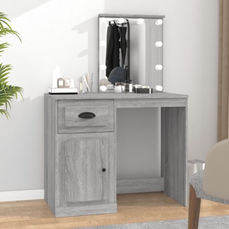 Coiffeuse  Table de maquillage Coiffeuse Maquillage avec LED sonoma gris 90x50x132,5 cm bois d'ingénierie CVW44401