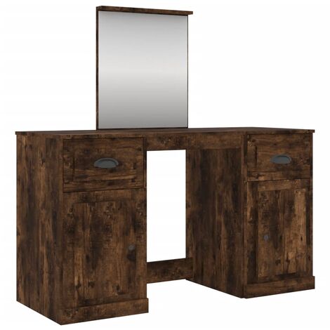 Coiffeuse table de maquillage design meuble mobilier de chambre avec miroir 130 x 50 x 132,5 cm chêne
