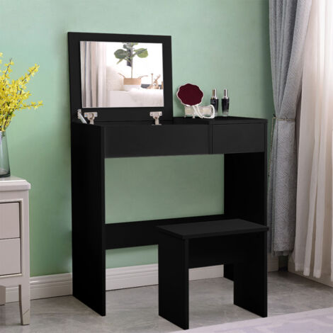 LLB LIVING LIFE BED Coiffeuse table de maquillage noire avec tiroir et miroir Nicole Black
