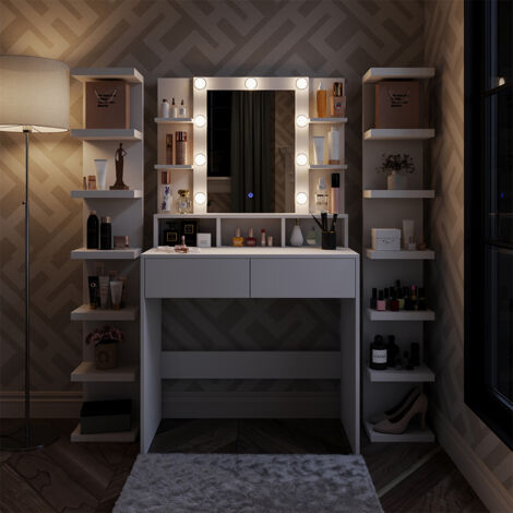Coiffeuse Taylor, Blanc, 80 cm avec éclairage LED, Vicco