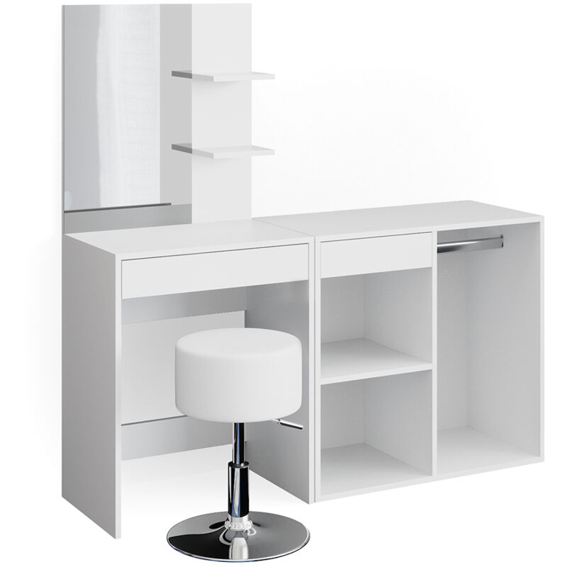 Vicco - Coiffeuse Isabelle, Blanc, 60 cm avec tabouret